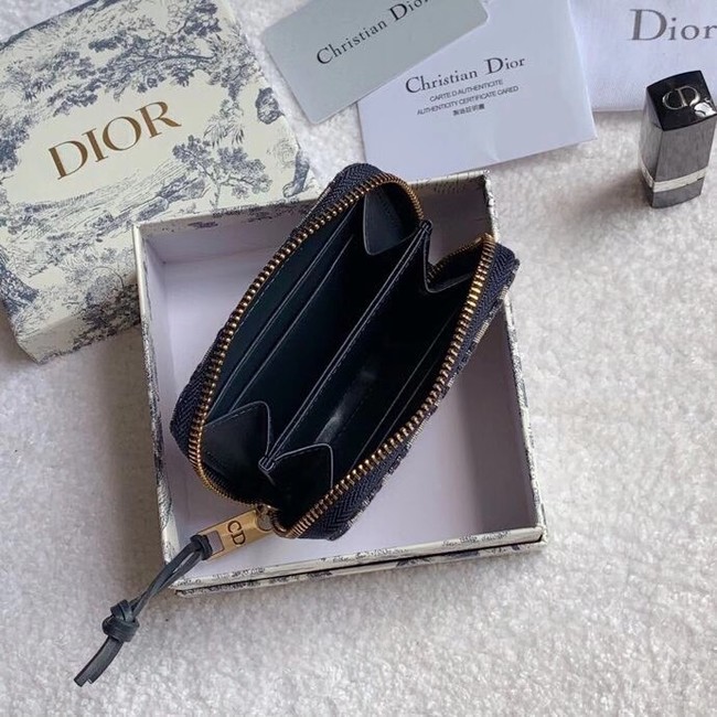 Dior 30 MONTAIGNE CARD HOLDER Blue Dior Oblique Jacquard S5538