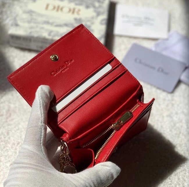 MINI LADY DIOR WALLET Cannage Lambskin S0178 red
