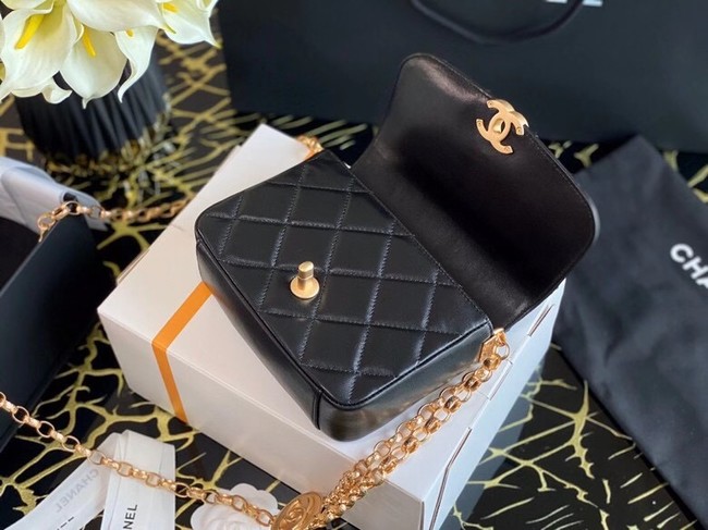 Chanel flap bag Lambskin & Gold-Tone Metal AS2222 black