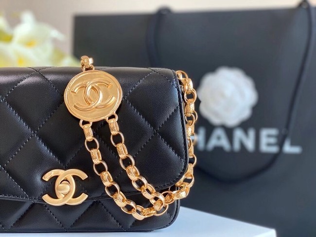 Chanel flap bag Lambskin & Gold-Tone Metal AS2222 black