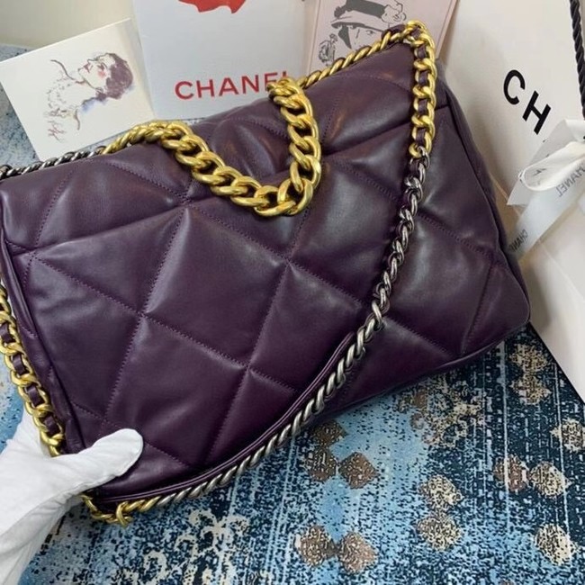 Chanel 19 flap bag AS1162 deep purple