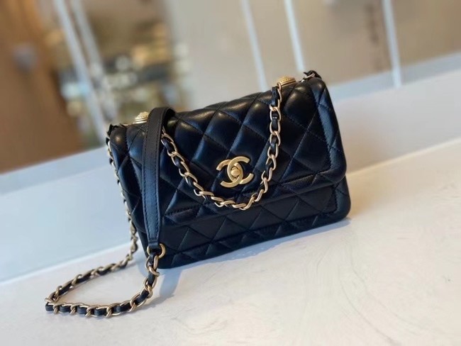 Chanel flap bag Calfskin & Gold-Tone Metal AS2055 black