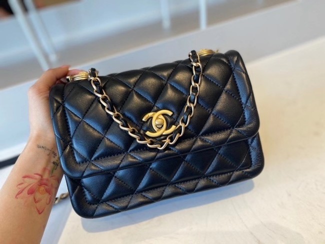 Chanel flap bag Calfskin & Gold-Tone Metal AS2055 black