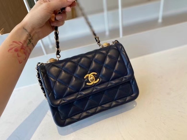 Chanel flap bag Calfskin & Gold-Tone Metal AS2055 Royal Blue