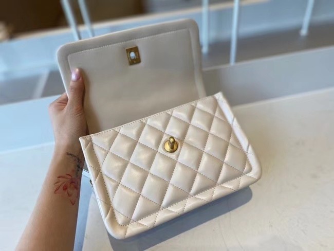 Chanel flap bag Calfskin & Gold-Tone Metal AS2055 white