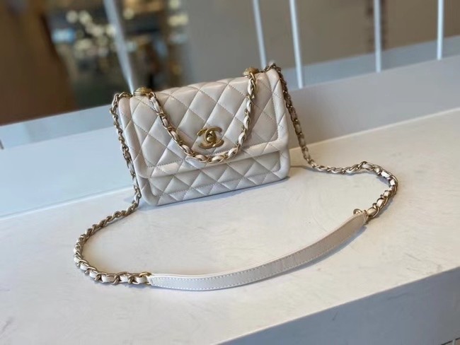 Chanel flap bag Calfskin & Gold-Tone Metal AS2055 white