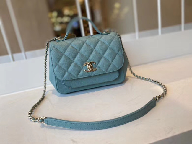 Chanel small flap bag Calfskin & Gold-Tone Metal A93749 blue