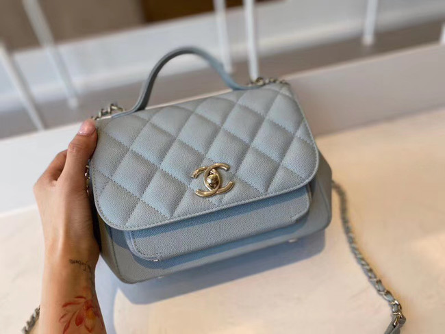 Chanel small flap bag Calfskin & Gold-Tone Metal A93749 light blue