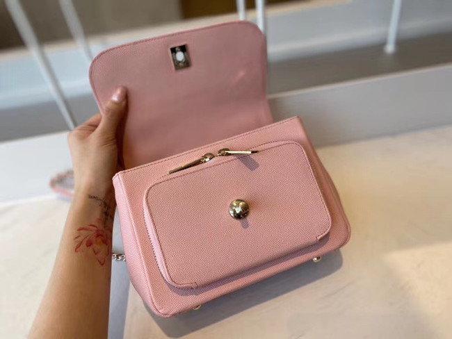 Chanel small flap bag Calfskin & Gold-Tone Metal A93749 pink