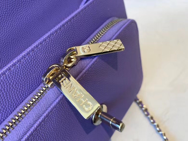 Chanel small flap bag Calfskin & Gold-Tone Metal A93749 purple