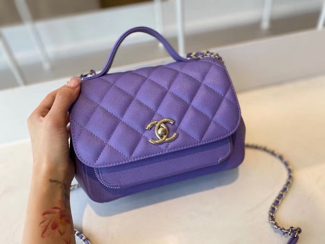 Chanel small flap bag Calfskin & Gold-Tone Metal A93749 purple