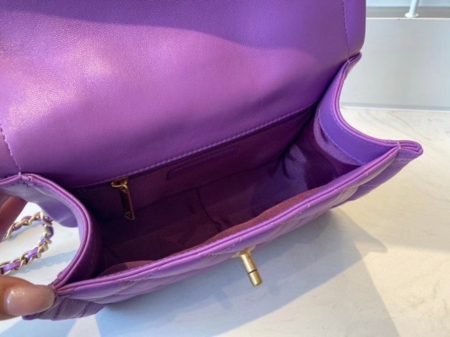 Chanel flap bag Calfskin & Gold-Tone Metal AS2055 purple