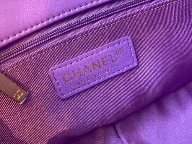 Chanel flap bag Calfskin & Gold-Tone Metal AS2055 purple