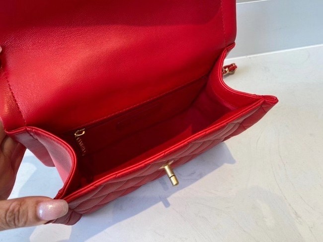 Chanel flap bag Calfskin & Gold-Tone Metal AS2055 red