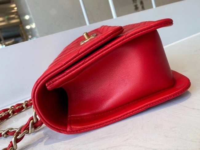 Chanel flap bag Calfskin & Gold-Tone Metal AS2055 red