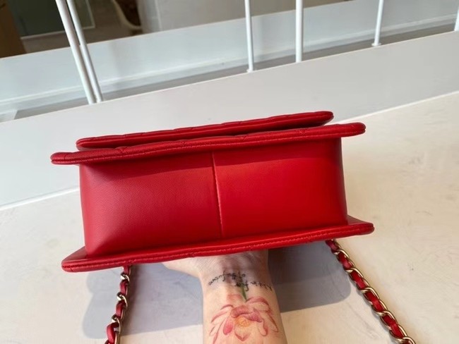 Chanel flap bag Calfskin & Gold-Tone Metal AS2055 red