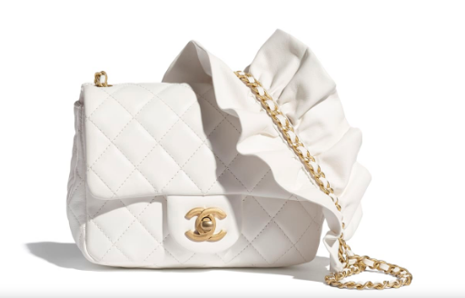 Chanel small flap bag Lambskin & Gold-Tone Metal AS2203 White