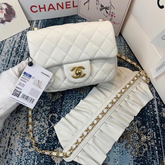 Chanel small flap bag Lambskin & Gold-Tone Metal AS2203 White
