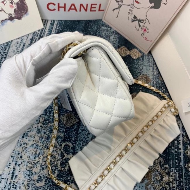 Chanel small flap bag Lambskin & Gold-Tone Metal AS2203 White