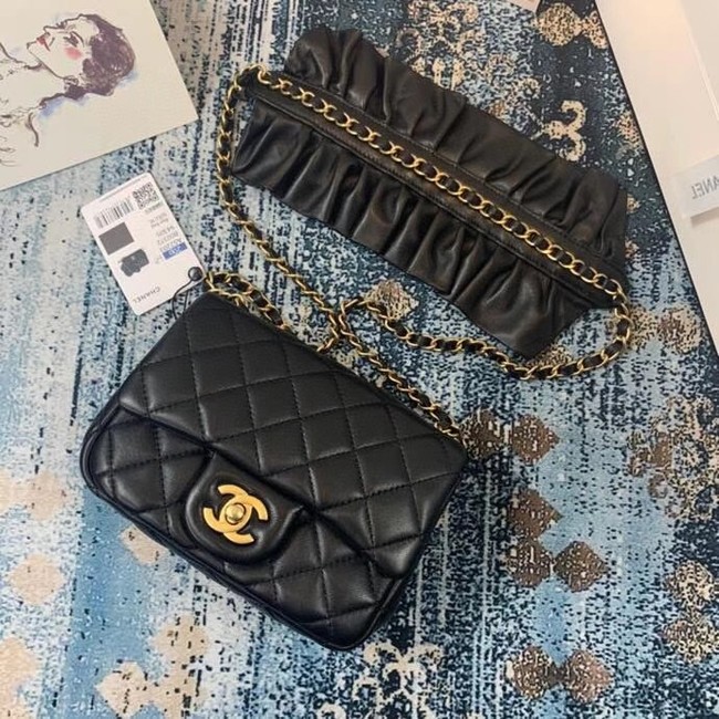 Chanel small flap bag Lambskin & Gold-Tone Metal AS2203 black