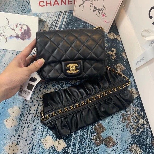 Chanel small flap bag Lambskin & Gold-Tone Metal AS2203 black