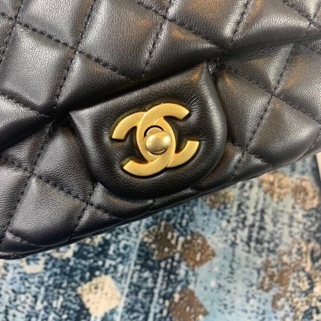Chanel small flap bag Lambskin & Gold-Tone Metal AS2203 black