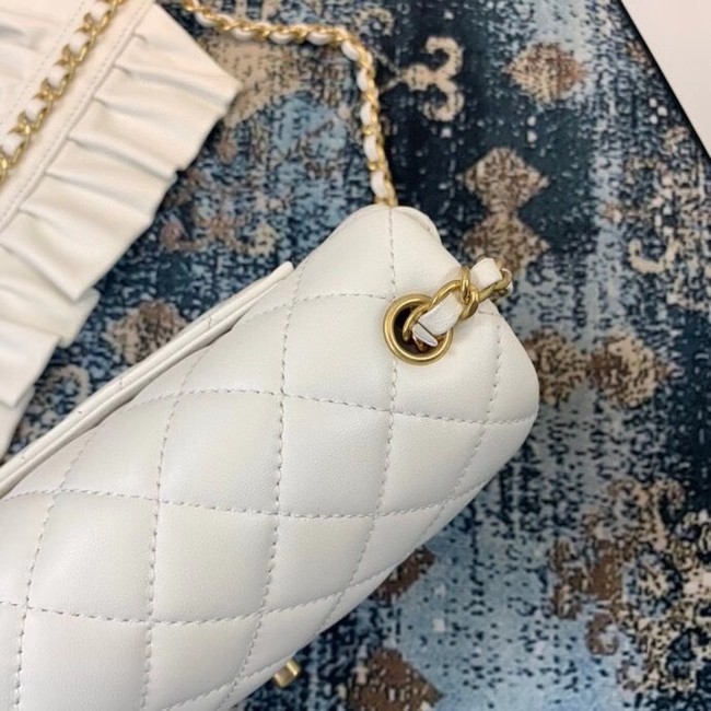 Chanel small flap bag Lambskin & Gold-Tone Metal AS2204 white