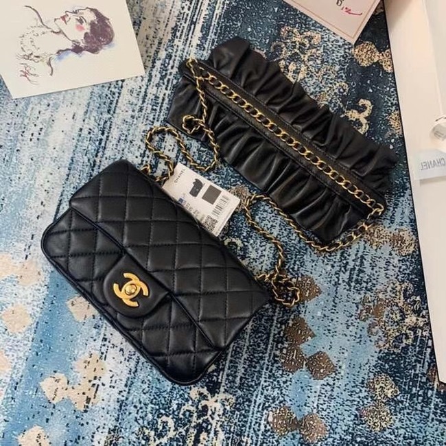 Chanel small flap bag Lambskin & Gold-Tone Metal AS2204 black