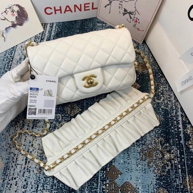 Chanel small flap bag Lambskin & Gold-Tone Metal AS2204 white