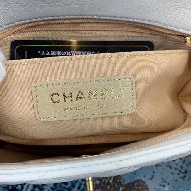 Chanel small flap bag Lambskin & Gold-Tone Metal AS2204 white