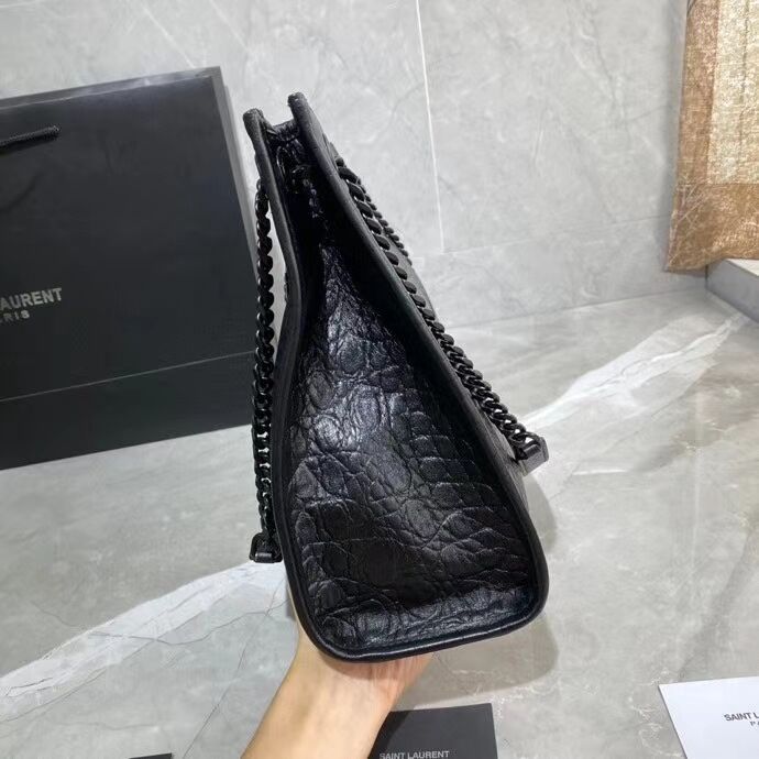 SAINT LAURENT NIKI MEDIUM SHOPPING BAG IN CRINKLED  LEATHER Y577999 black