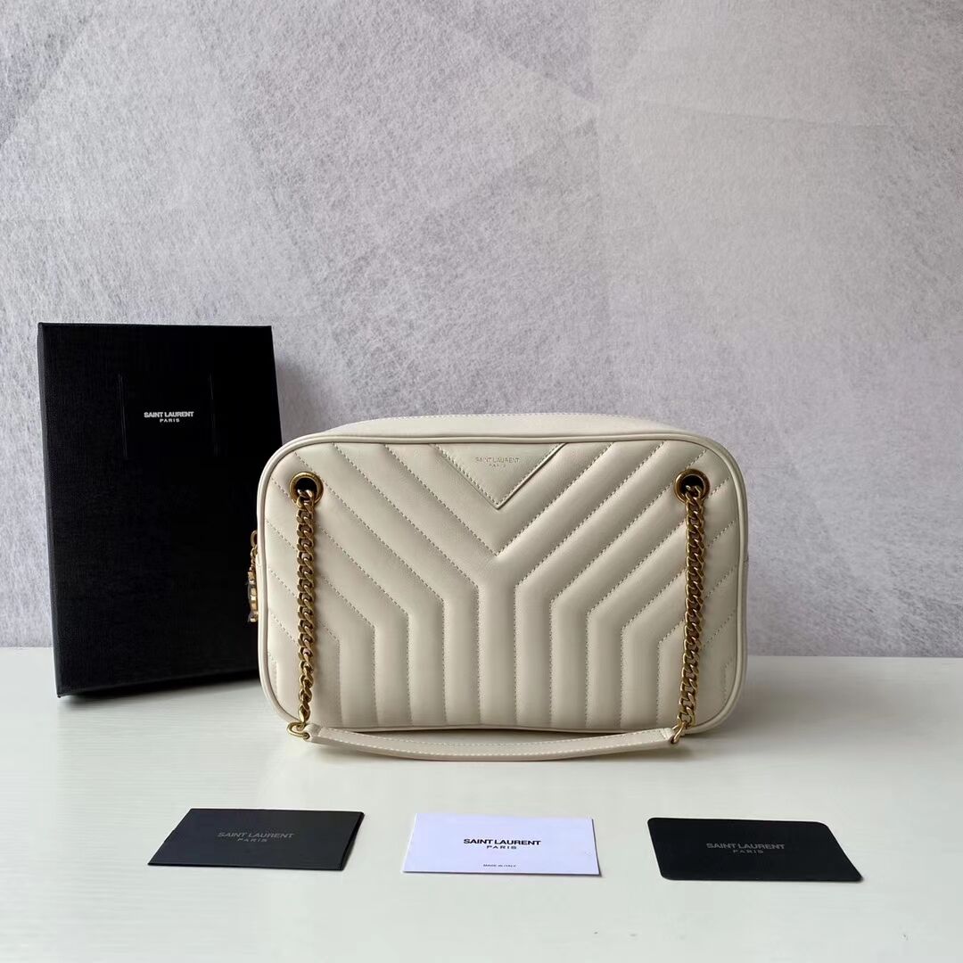Yves Saint Laurent Calfskin Leather Shoulder Bag Y625386 white