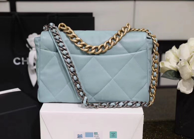 Chanel 19 flap bag AS1161 light blue