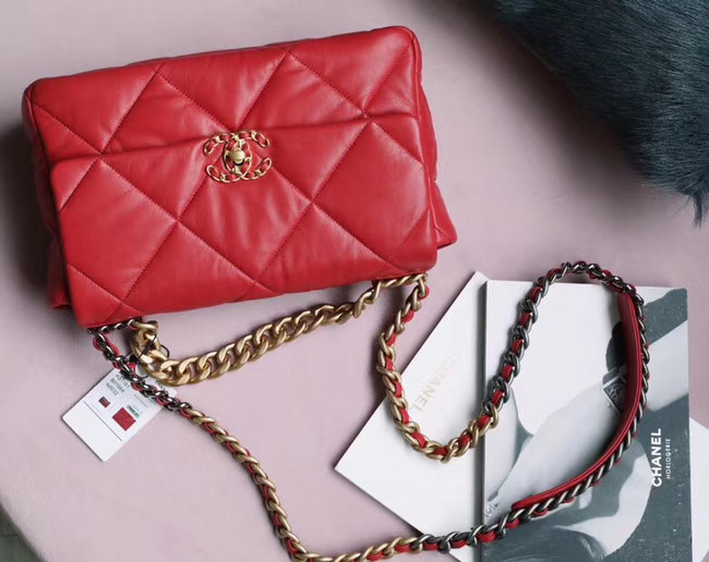 Chanel 19 flap bag AS1161 red