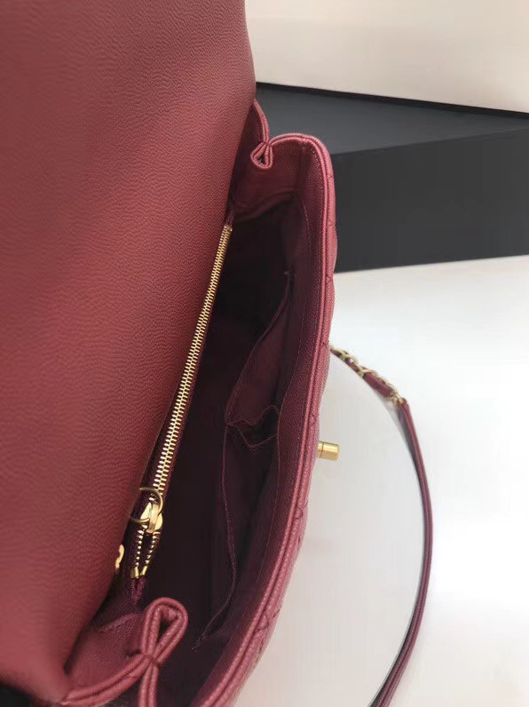 Chanel flap bag with Burgundy top handle A92991 Burgundy