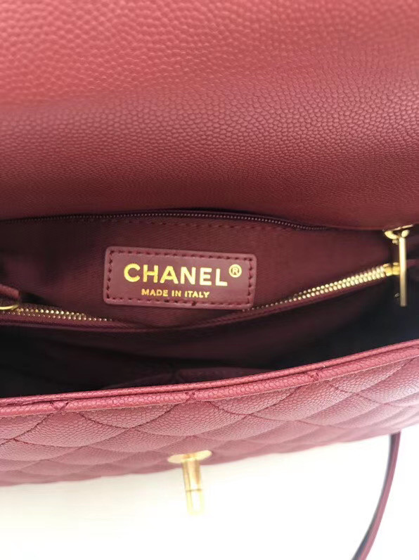 Chanel flap bag with Burgundy top handle A92991 Burgundy