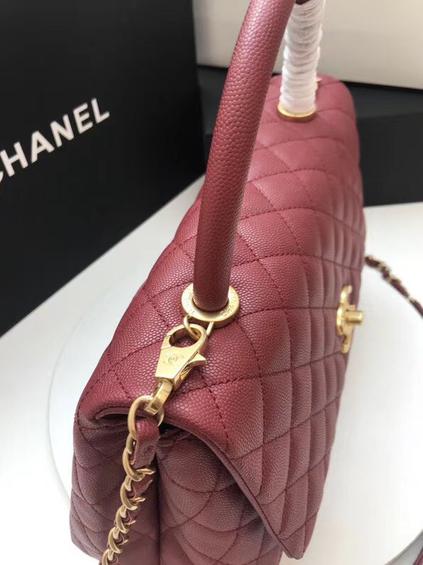 Chanel flap bag with top handle A92991 Burgundy