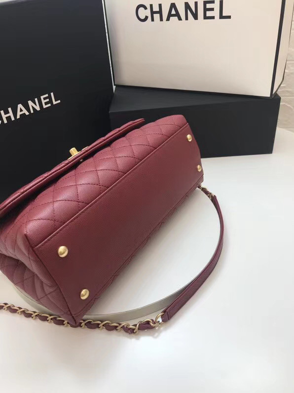 Chanel flap bag with top handle A92991 Burgundy