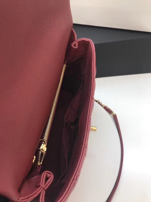 Chanel flap bag with top handle A92991 Burgundy