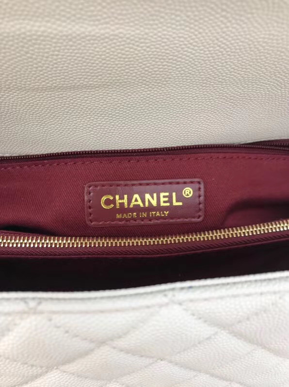 Chanel flap bag with top handle A92991 white