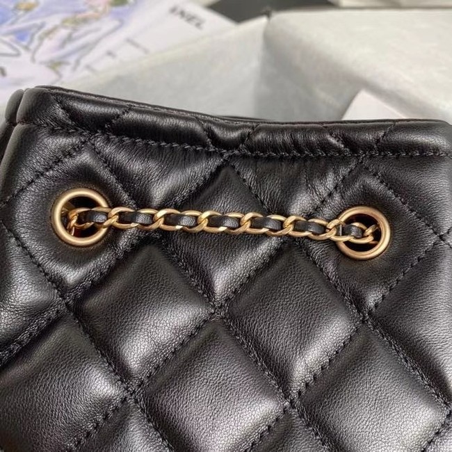 Chanel Drawstring Sheepskin bag AS2057 black