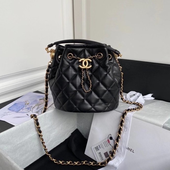 Chanel Drawstring Sheepskin bag AS2057 black