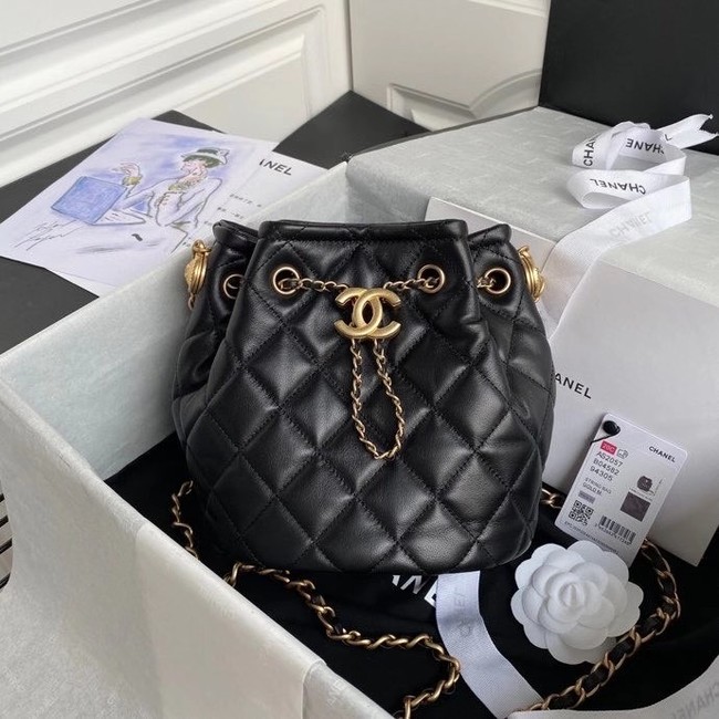 Chanel Drawstring Sheepskin bag AS2057 black