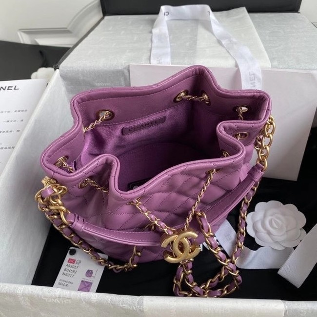 Chanel Drawstring Sheepskin bag AS2057 purple