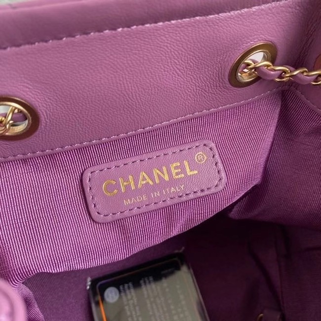 Chanel Drawstring Sheepskin bag AS2057 purple