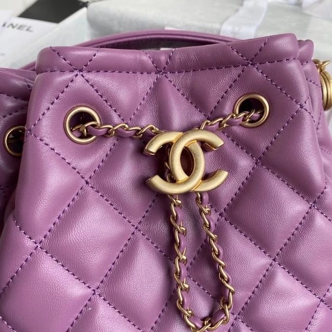 Chanel Drawstring Sheepskin bag AS2057 purple