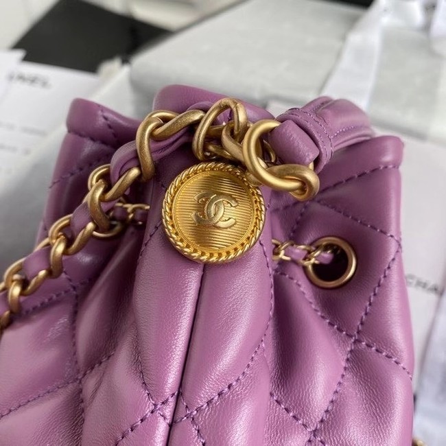 Chanel Drawstring Sheepskin bag AS2057 purple