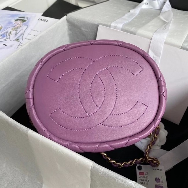 Chanel Drawstring Sheepskin bag AS2057 purple