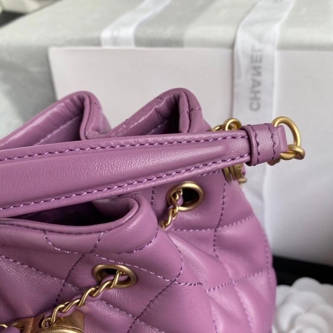 Chanel Drawstring Sheepskin bag AS2057 purple