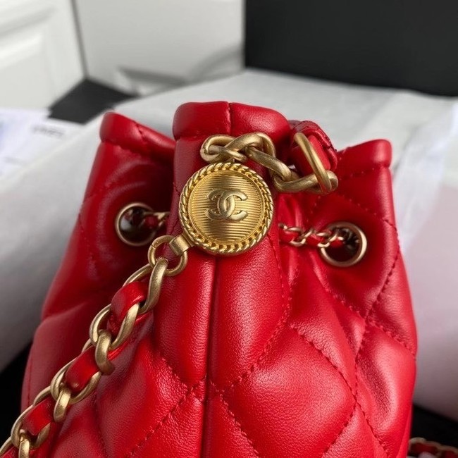 Chanel Drawstring Sheepskin bag AS2057 red